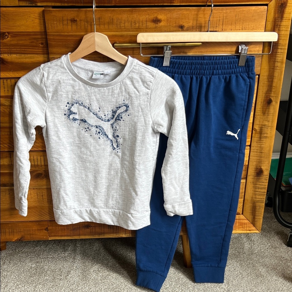 Puma Kids Jogger and Sweatshirt Set - Gray and Blue